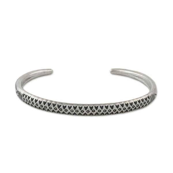 Alternate image for Handmade Sterling Silver Thai Hill Tribe Cuff Bracelet Hill Tribe Signature