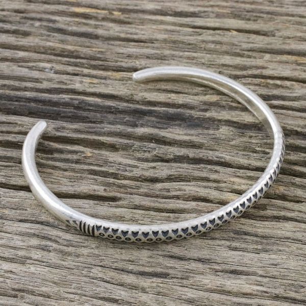 Alternate image for Handmade Sterling Silver Thai Hill Tribe Cuff Bracelet Hill Tribe Signature
