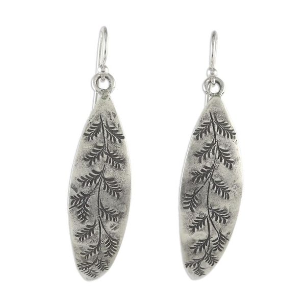 Alternate image for Leaf Motif Sterling Silver Dangle Earrings from Thailand Hanging Ferns