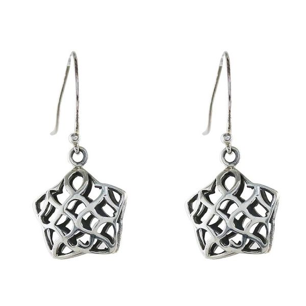 Alternate image for Handcrafted Sterling Silver Openwork Star Dangle Earrings Intricate