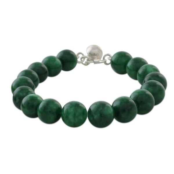 Alternate image for Green Quartz Beaded Bracelet with Bell from Thailand Voice of the Jungle
