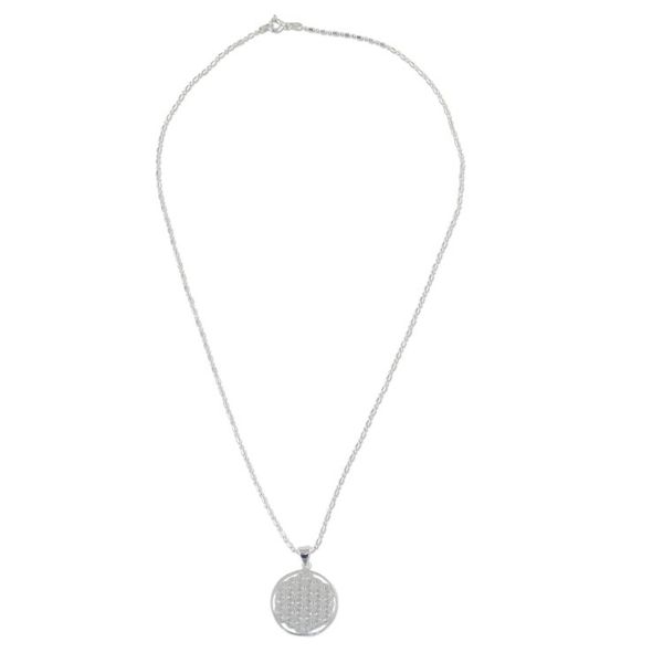 Alternate image for Sterling Silver Circular Pendant Necklace form Thailand Dazzling Circle