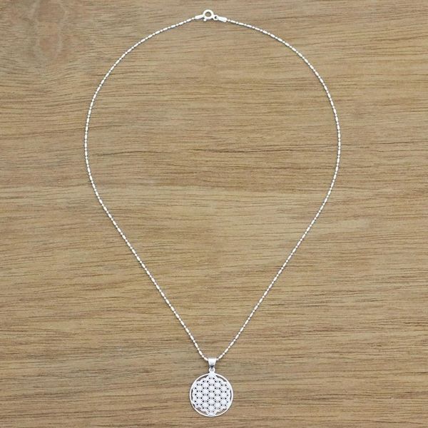 Alternate image for Sterling Silver Circular Pendant Necklace form Thailand Dazzling Circle