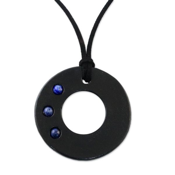 Alternate image for Handcrafted Lapis Lazuli and Leather Necklace from Thailand Lucky Ring