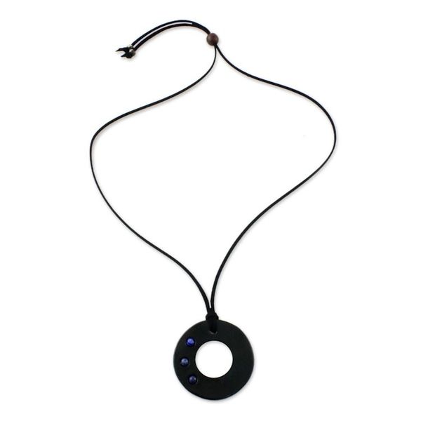 Alternate image for Handcrafted Lapis Lazuli and Leather Necklace from Thailand Lucky Ring
