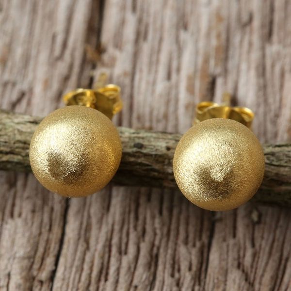 Alternate image for 18k Gold Plated Sterling Silver Stud Earrings from Thailand Gold Satin Orbs