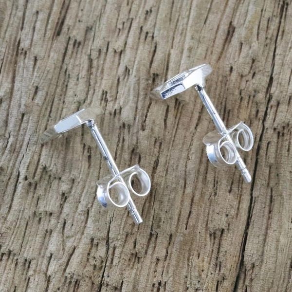 Alternate image for Handcrafted Sterling Silver Diamond Shape Stud Earrings Diamond Delight