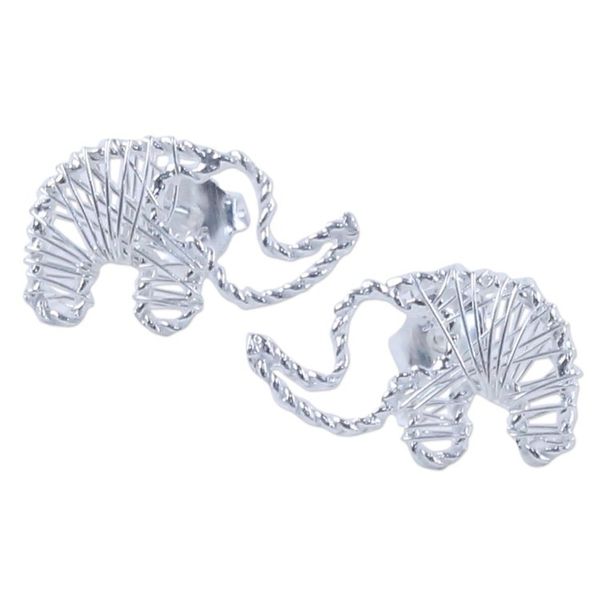 Alternate image for Artisan Crafted Sterling Silver Elephant Button Earrings Elephant Wrap