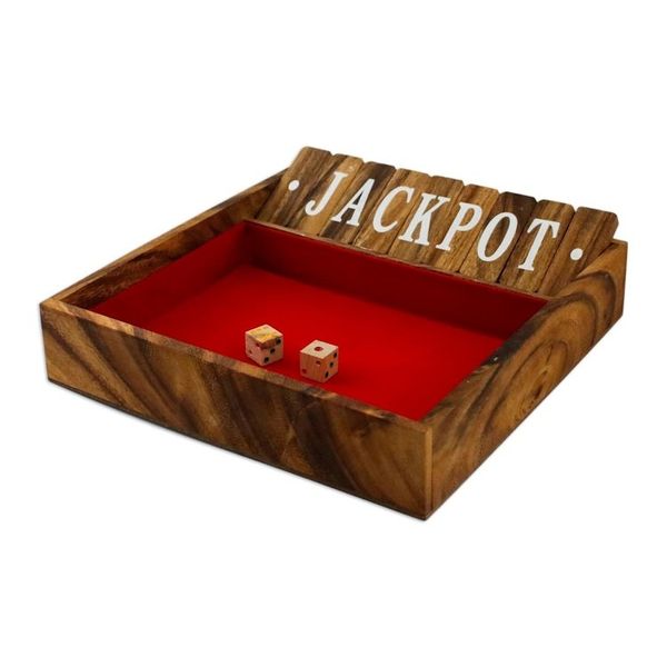 Alternate image for Handcrafted Rain Tree Wood Shut the Box Game from Thailand Friendly Pastime