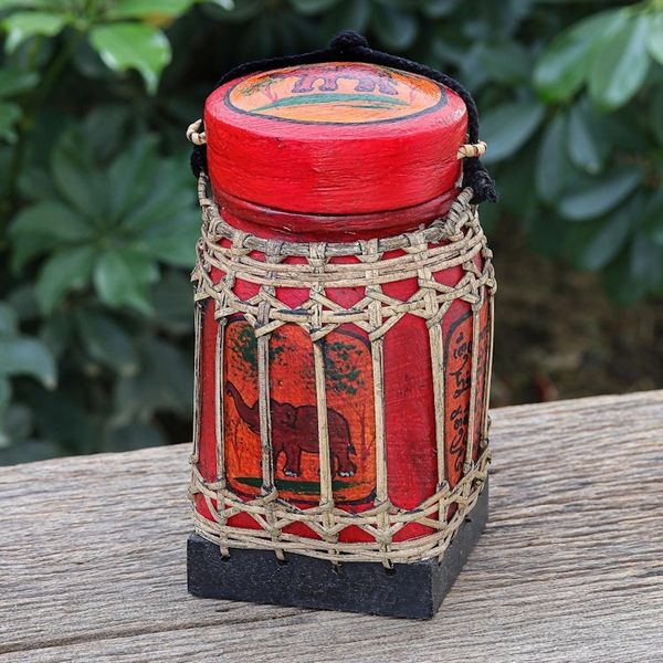 Alternate image for Handmade Ceramic Red Decorative Jar from Thailand Lanna Antique in Red