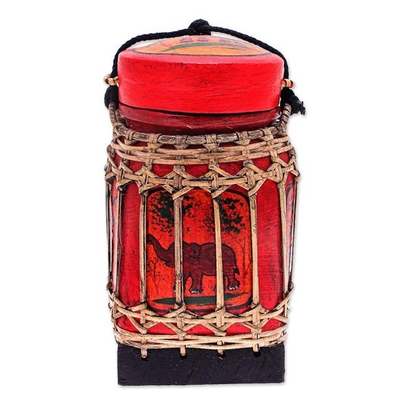 Alternate image for Handmade Ceramic Red Decorative Jar from Thailand Lanna Antique in Red