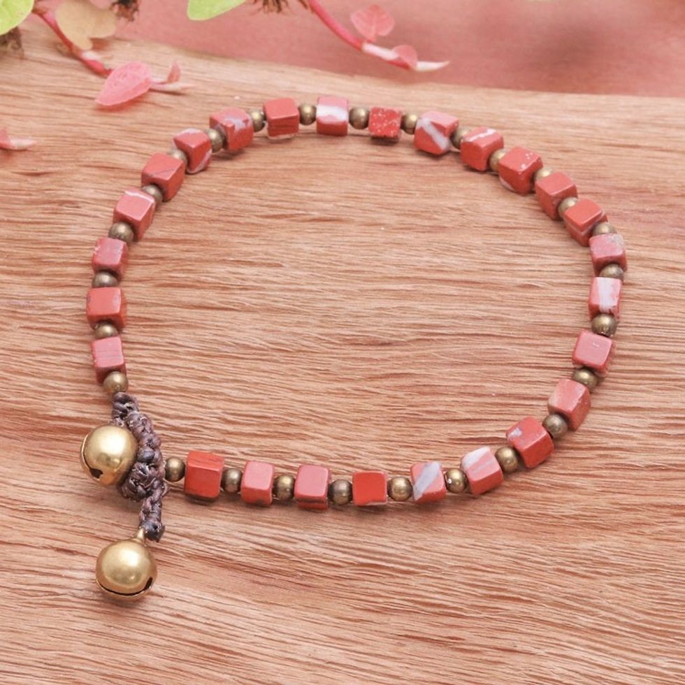 Red Jasper Beaded Bracelet from Thailand 'Brilliant Day'