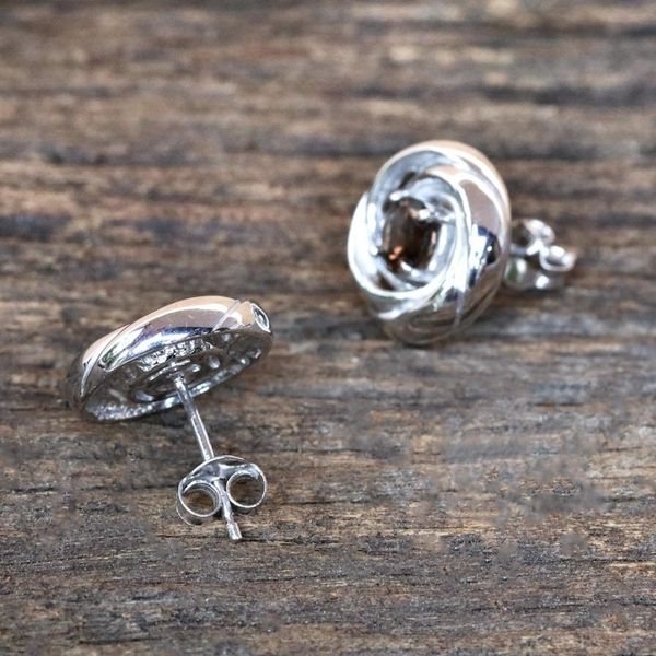 Alternate image for Sterling Silver Smoky Quartz Earrings Bathed in Rhodium Cyclones