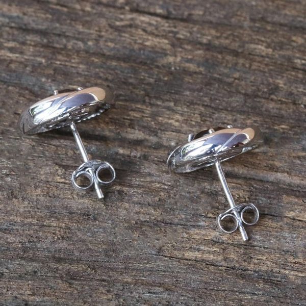 Alternate image for Sterling Silver Smoky Quartz Earrings Bathed in Rhodium Cyclones