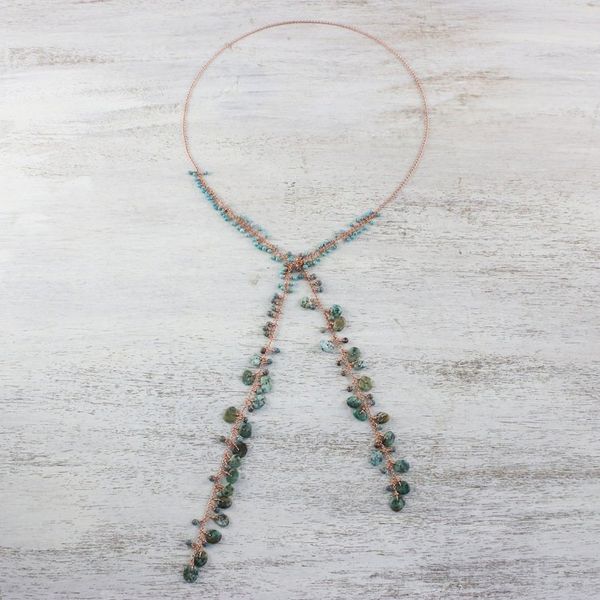 Alternate image for Handcrafted Multi-Gemstone Bead and Copper Wrap Necklace Lovely Ocean