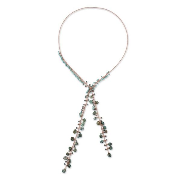Alternate image for Handcrafted Multi-Gemstone Bead and Copper Wrap Necklace Lovely Ocean