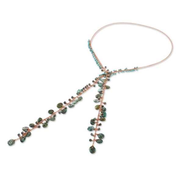 Alternate image for Handcrafted Multi-Gemstone Bead and Copper Wrap Necklace Lovely Ocean