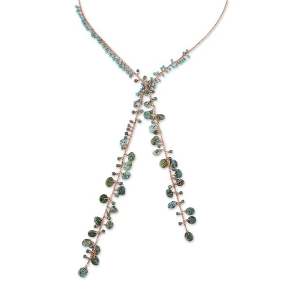 Alternate image for Handcrafted Multi-Gemstone Bead and Copper Wrap Necklace Lovely Ocean