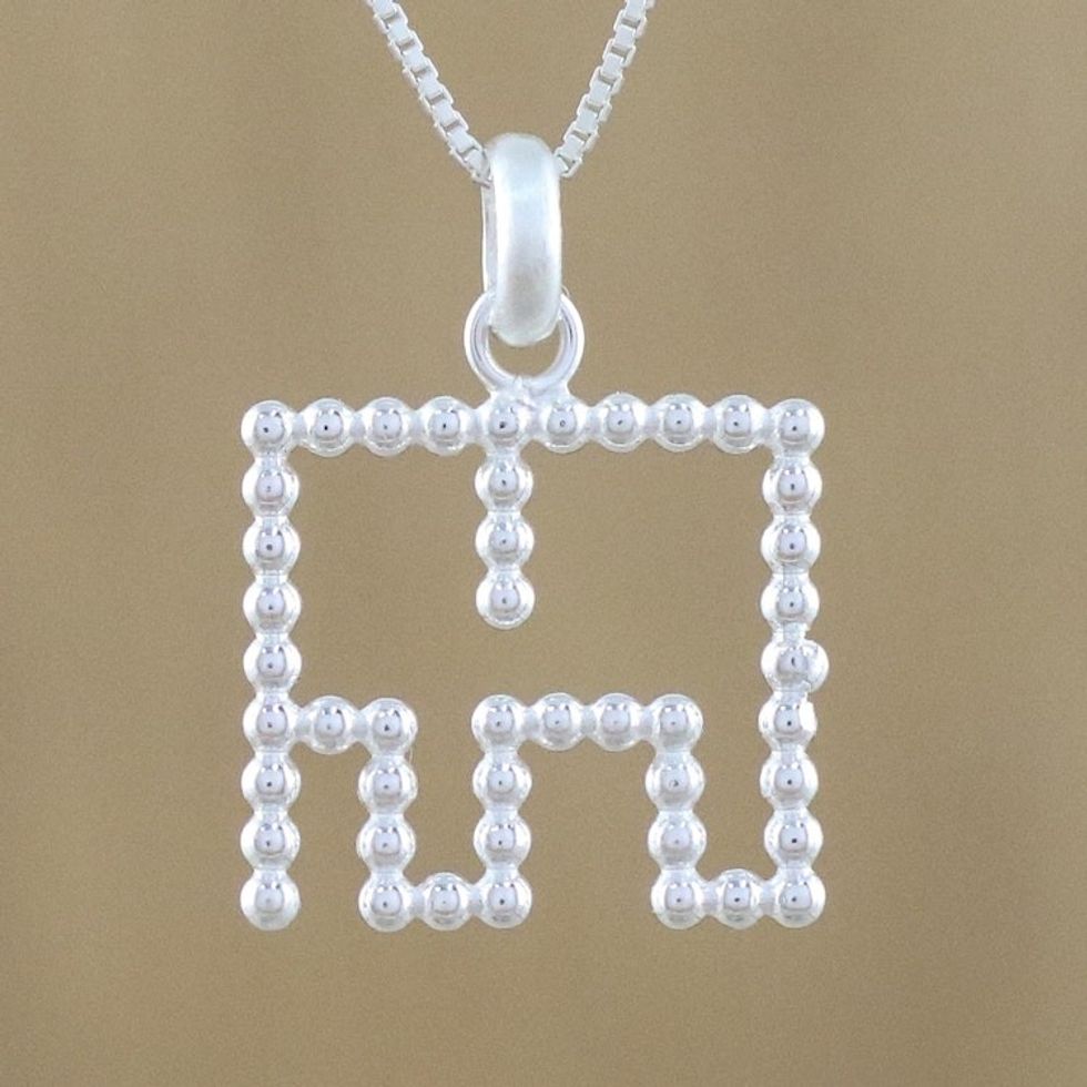 Elephant-Shaped Sterling Silver Necklace from Thailand 'Elephant Bubbles'