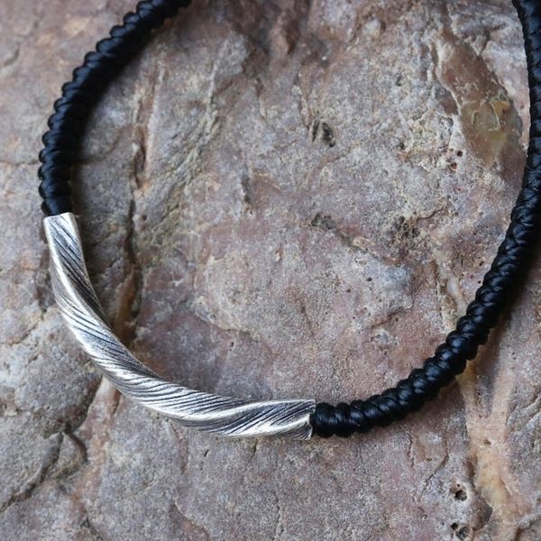 Alternate image for Karen Silver Wristband Bracelet in Black from Thailand Karen Twist in Black