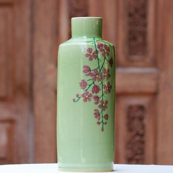 Alternate image for Hand Crafted Celadon Ceramic Floral Vase from Thailand Around the Garden