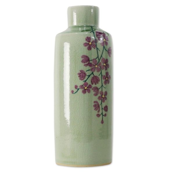 Alternate image for Hand Crafted Celadon Ceramic Floral Vase from Thailand Around the Garden