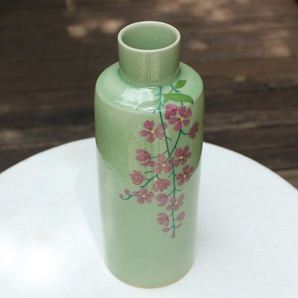 Alternate image for Hand Crafted Celadon Ceramic Floral Vase from Thailand Around the Garden
