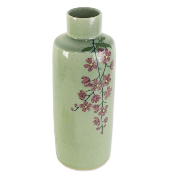 Alternate image for Hand Crafted Celadon Ceramic Floral Vase from Thailand Around the Garden