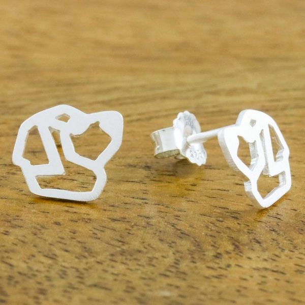 Alternate image for Handmade 925 Sterling Silver St. Bernard Dog Stud Earrings St. Bernard