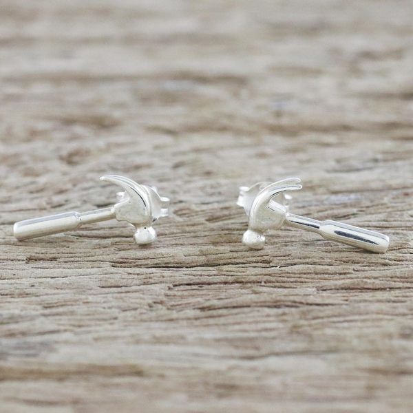 Alternate image for Handcrafted Sterling Silver Drop Earrings from Thailand Silver Hammers