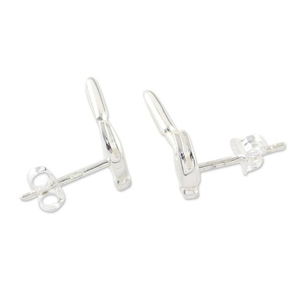 Alternate image for Handcrafted Sterling Silver Drop Earrings from Thailand Silver Hammers