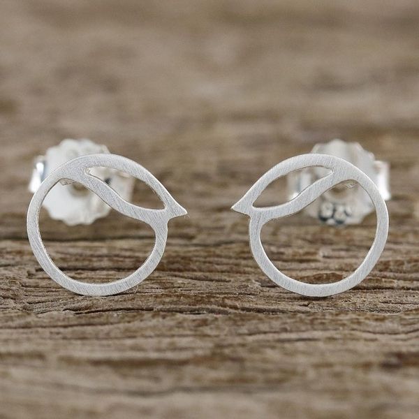 Alternate image for Sterling Silver Peach Stud Earrings from Thailand Oranges