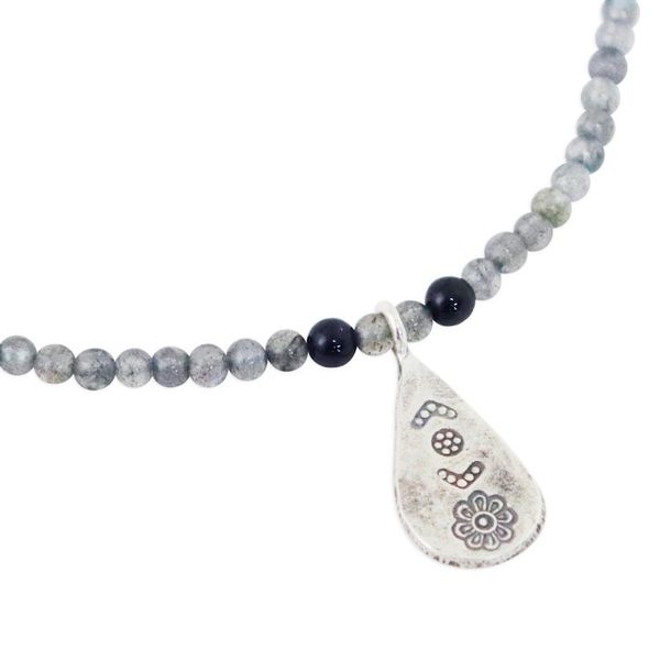 Alternate image for Labradorite and Onyx Pendant Necklace from Thailand Charming Flower