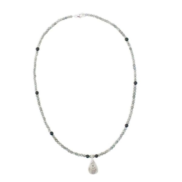 Alternate image for Labradorite and Onyx Pendant Necklace from Thailand Charming Flower