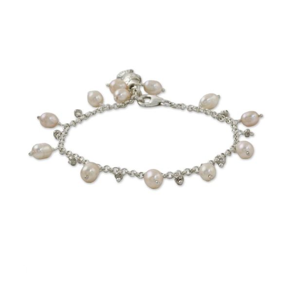Alternate image for Fish Cultured Pearl Charm Bracelet in White from Thailand Gleaming Fish in White