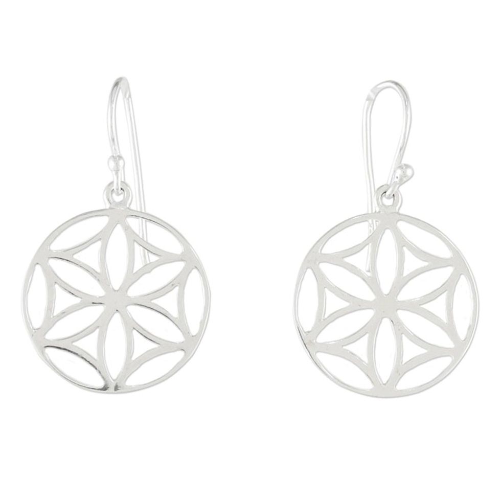 Sterling Silver Floral Dangle Earrings from Thailand 'Inner Blossoms'