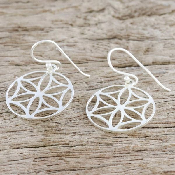 Alternate image for Sterling Silver Floral Dangle Earrings from Thailand Inner Blossoms