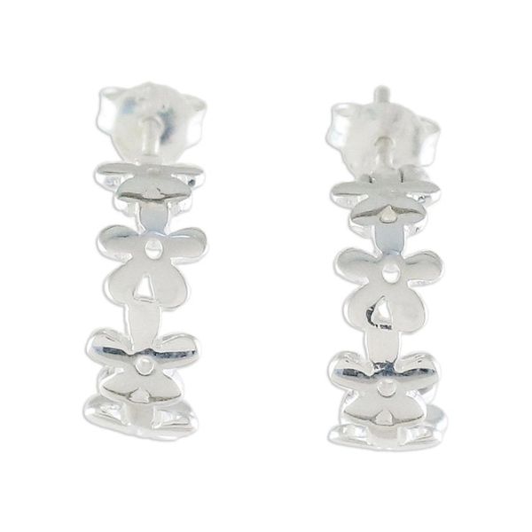 Alternate image for Handcrafted Sterling Silver Floral Half-Hoop Earrings Wondrous Blossoms