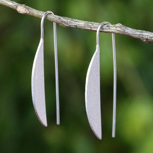 Alternate image for Sterling Silver Half-Moon Drop Earrings from Thailand Glittering Half-Moons