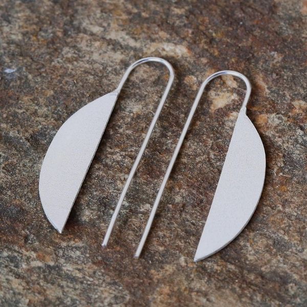 Alternate image for Sterling Silver Half-Moon Drop Earrings from Thailand Glittering Half-Moons