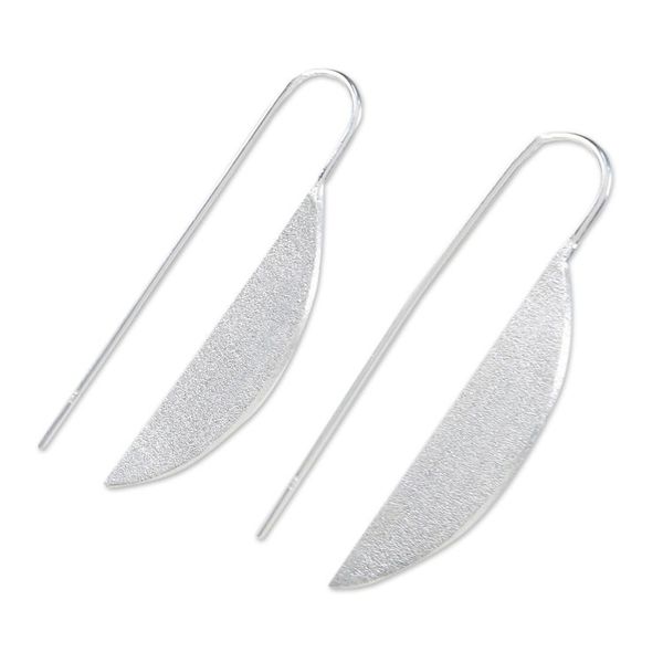 Alternate image for Sterling Silver Half-Moon Drop Earrings from Thailand Glittering Half-Moons
