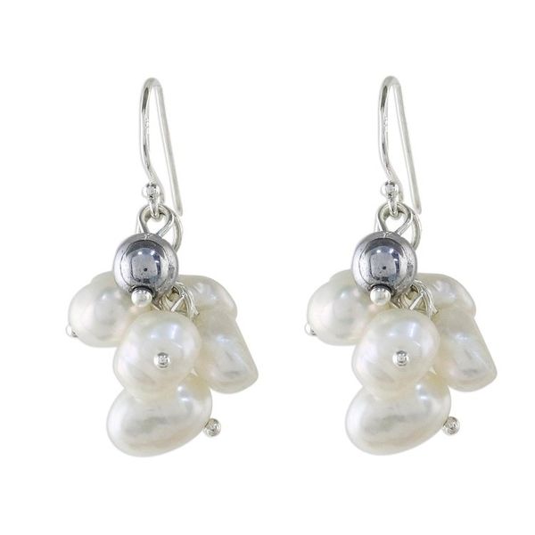 Alternate image for Handmade Hematite Cultured Freshwater Pearl Dangle Earrings Harmonious Pearl