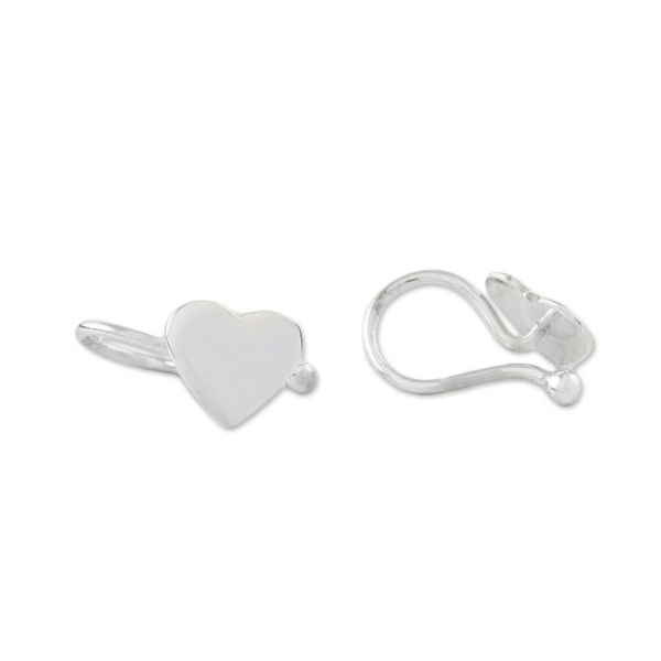 Alternate image for Handcrafted Sterling Silver Heart Ear Cuffs from Thailand Petite Hearts
