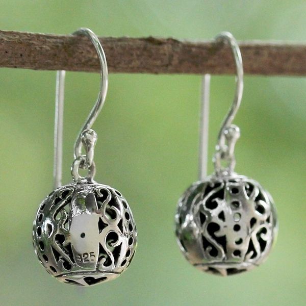 Alternate image for Petite Sterling Silver Bauble Earrings from Thailand Palace Lanterns