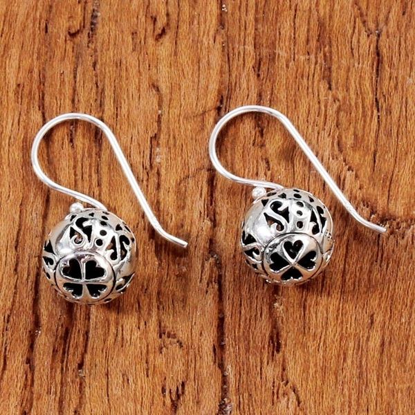 Alternate image for Petite Sterling Silver Bauble Earrings from Thailand Palace Lanterns