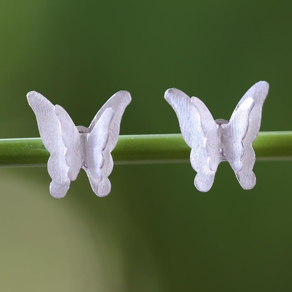 Sterling Silver 3-D Butterfly Earrings Crafted in Thailand '3-D Butterflies'