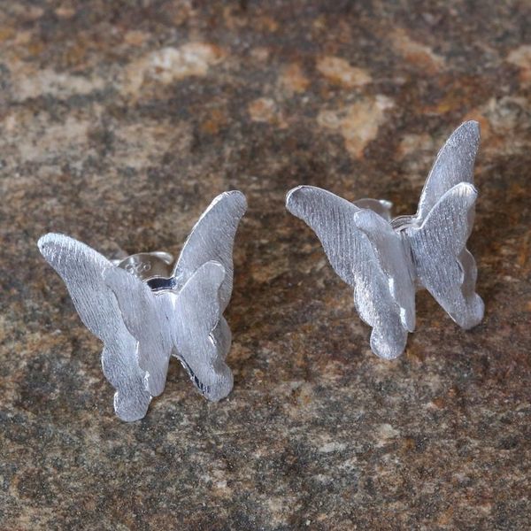 Alternate image for Sterling Silver 3-D Butterfly Earrings Crafted in Thailand 3-D Butterflies