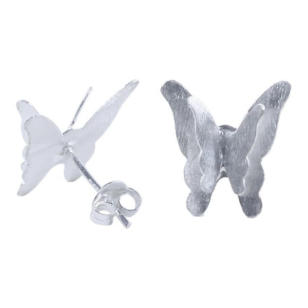Alternate image for Sterling Silver 3-D Butterfly Earrings Crafted in Thailand 3-D Butterflies