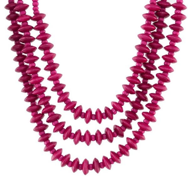 Alternate image for Red Wood Beaded Strand Necklace from Thailand Island Allure in Ruby