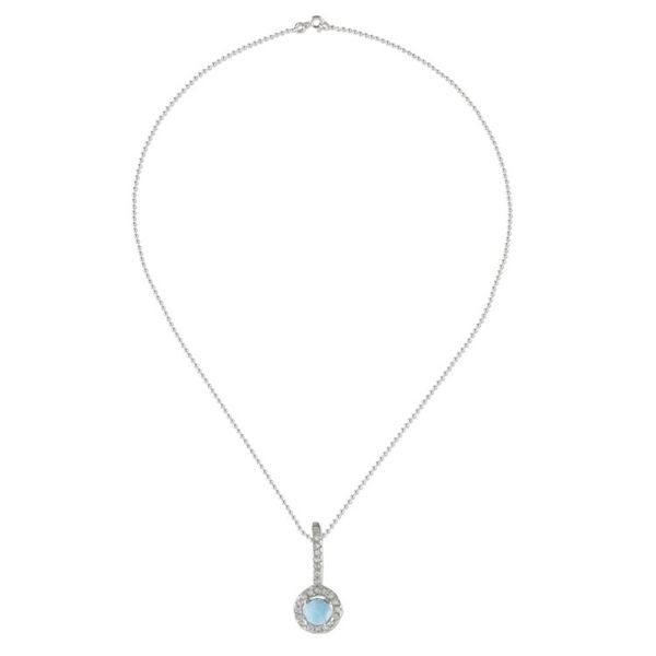 Alternate image for Circular Larimar and CZ Pendant Necklace from Thailand Gorgeous Blue